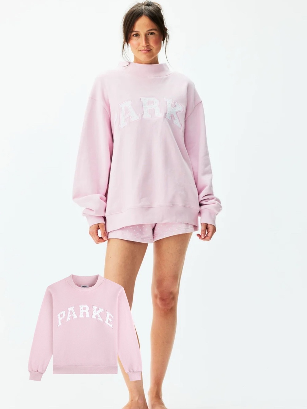 PARKE polka dot letter heritage varsity mock neck